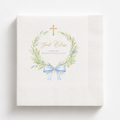 Greenery Wreath & Bow | Name & Date | Personalized Baptism Napkins