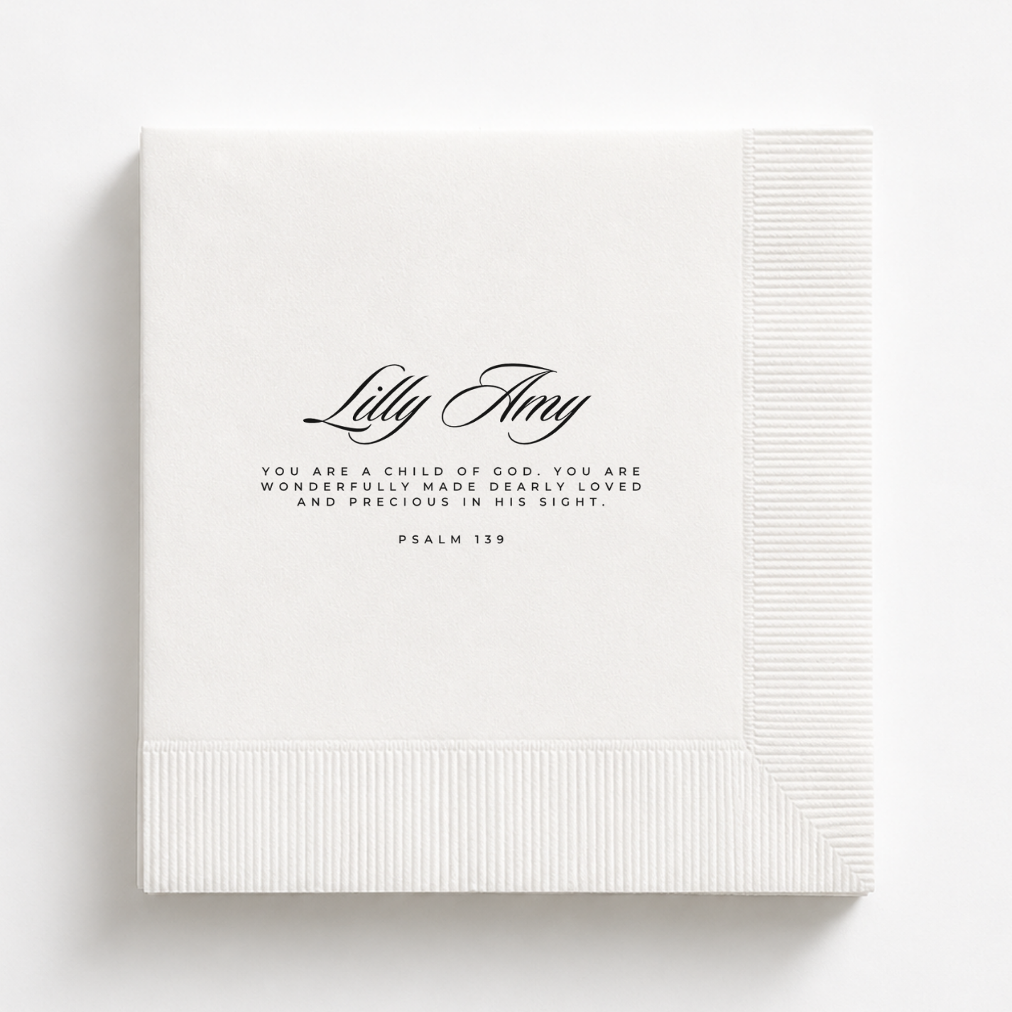 Psalm 139 | Name & Date | Personalized Baptism Napkins