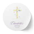 Wildflower Cross & Butterflies | Name & Date | Personalized Baptism Stickers