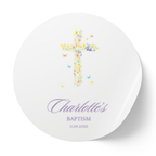 Wildflower Cross & Butterflies | Name & Date | Personalized Baptism Stickers