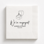 We're Engaged Ring Box engagement napkins personalized with names and date