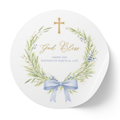 Greenery Wreath & Bow | Name & Date | Personalized Baptism Stickers