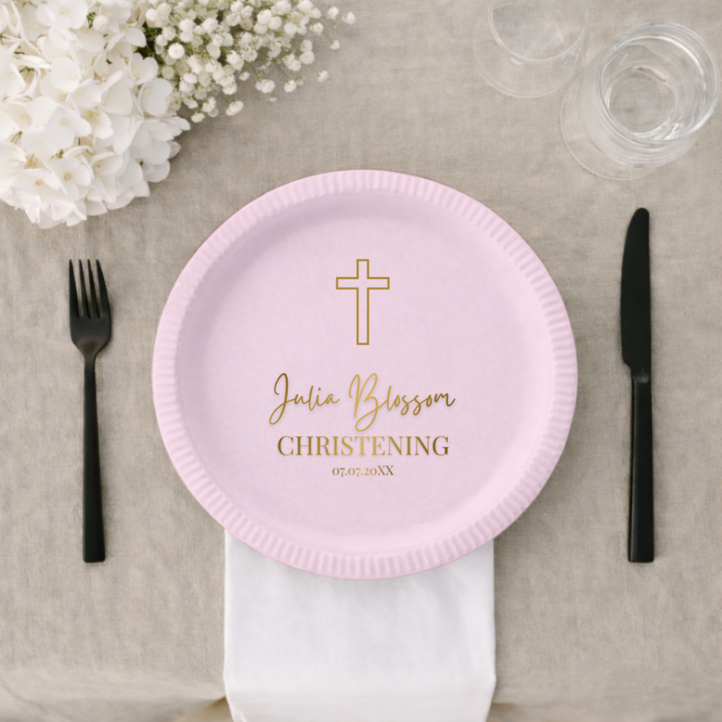 Outline Cross | Name & Date | Personalized Baptism Plates