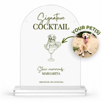 Signature Cocktails Pet Portrait | Custom Bar Sign | Acrylic Dome Shape