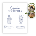 Signature Cocktails Pet Portrait | Custom Bar Sign | Paper
