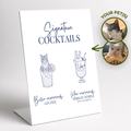 Signature Cocktails Pet Portrait | Custom Bar Sign | Pedestal