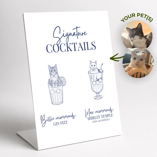 Signature Cocktails Pet Portrait · Pedestal Bar Sign