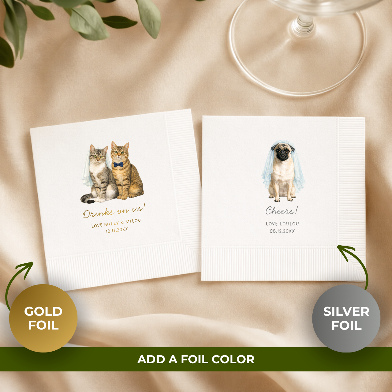 Watercolor Pet Portrait | Wedding Napkins