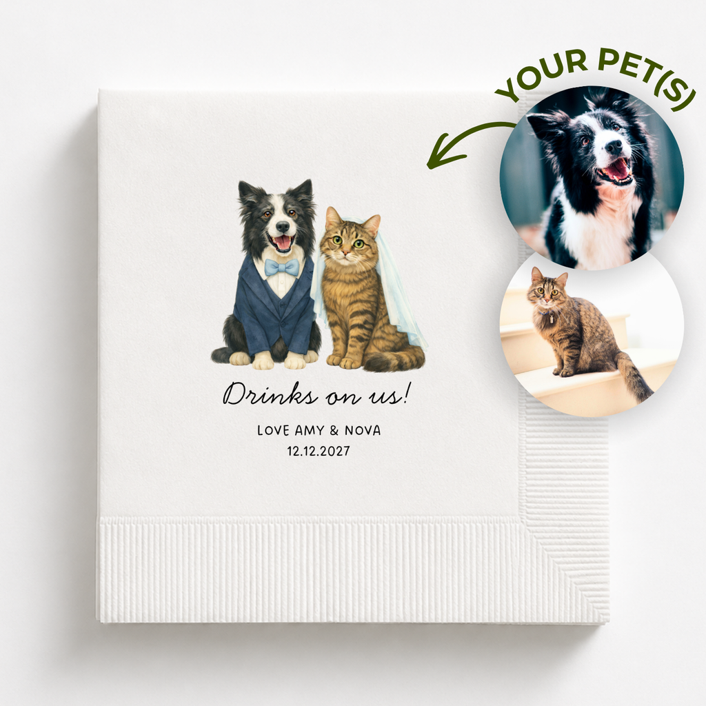 Watercolor Pet Portrait | Wedding Napkins