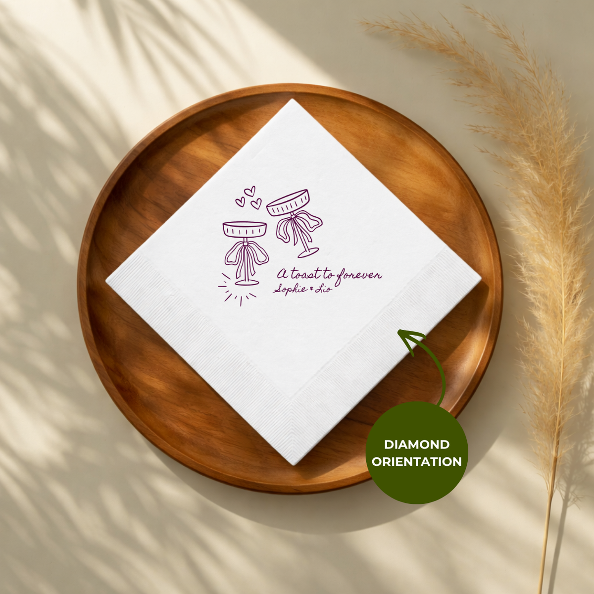 A Toast To Forever Coupes napkin design for a wedding bar
