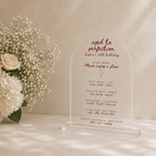 Clear acrylic birthday bar sign with the Aged to Perfection wine menu design