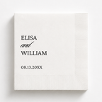 Block & Script Names wedding napkin with names and date