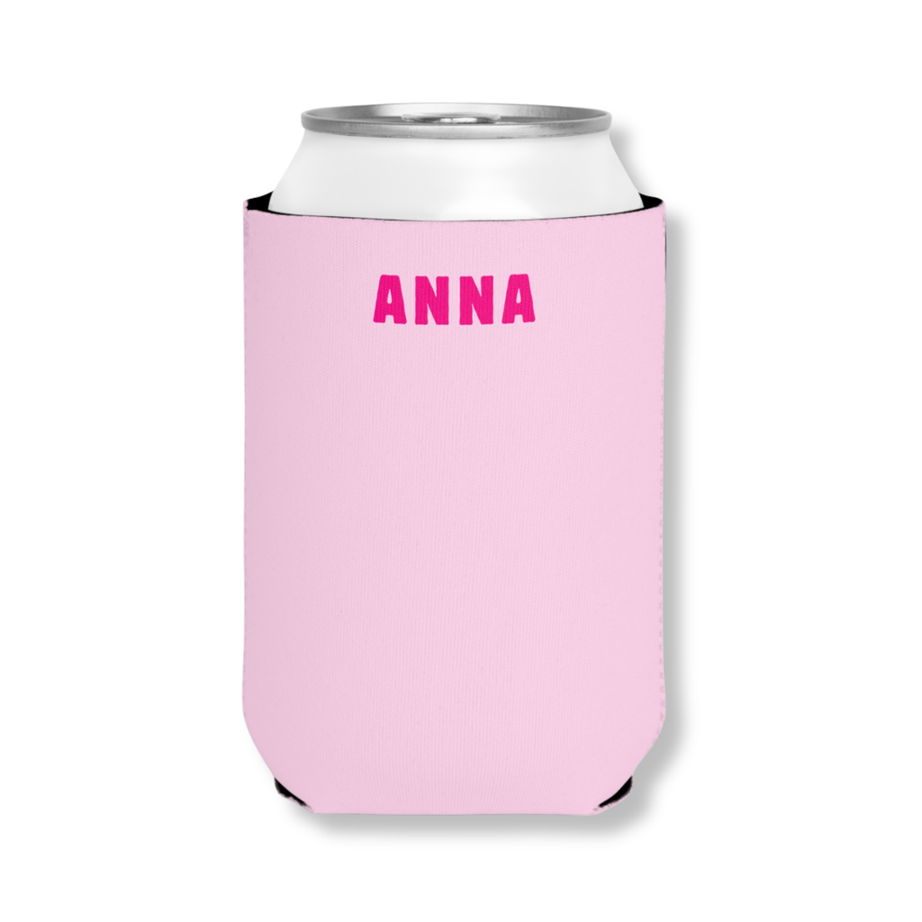 Bold Block Name bachelorette can cooler with a name in block letters