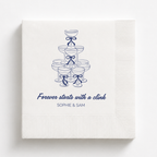 Champagne Tower wedding napkin with names and date