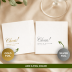 Cheers Elegant Script wedding cocktail napkins for the cocktail hour
