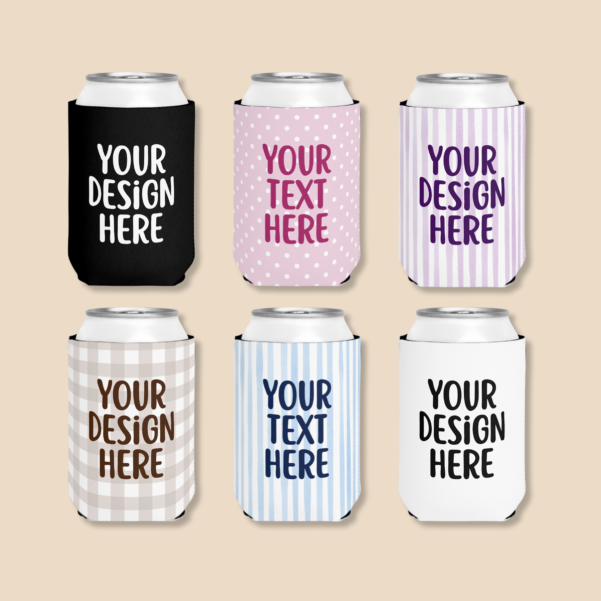 Custom printed can coolers for a party bar