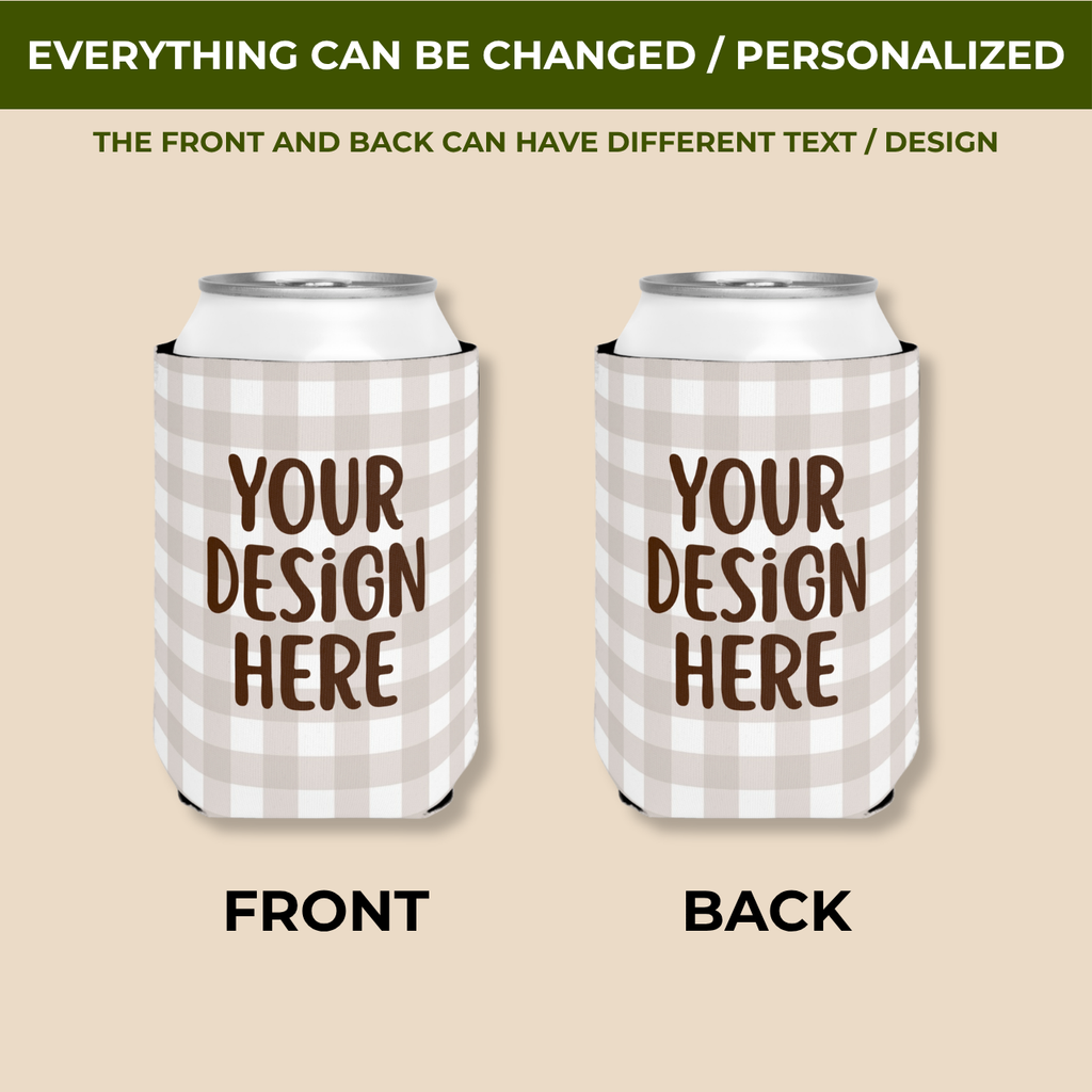 Custom can coolers with a monogram or photo print