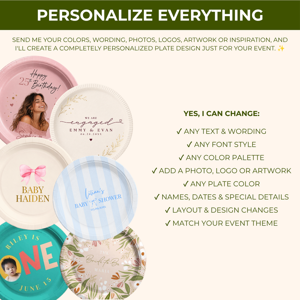 Design examples for fully custom printed paper plates