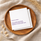 Custom wedding napkins with a witty drinking quote