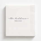 Family Name Script rehearsal dinner napkin with names and date