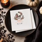 Custom Halloween napkins printed in the USA, floral skull design