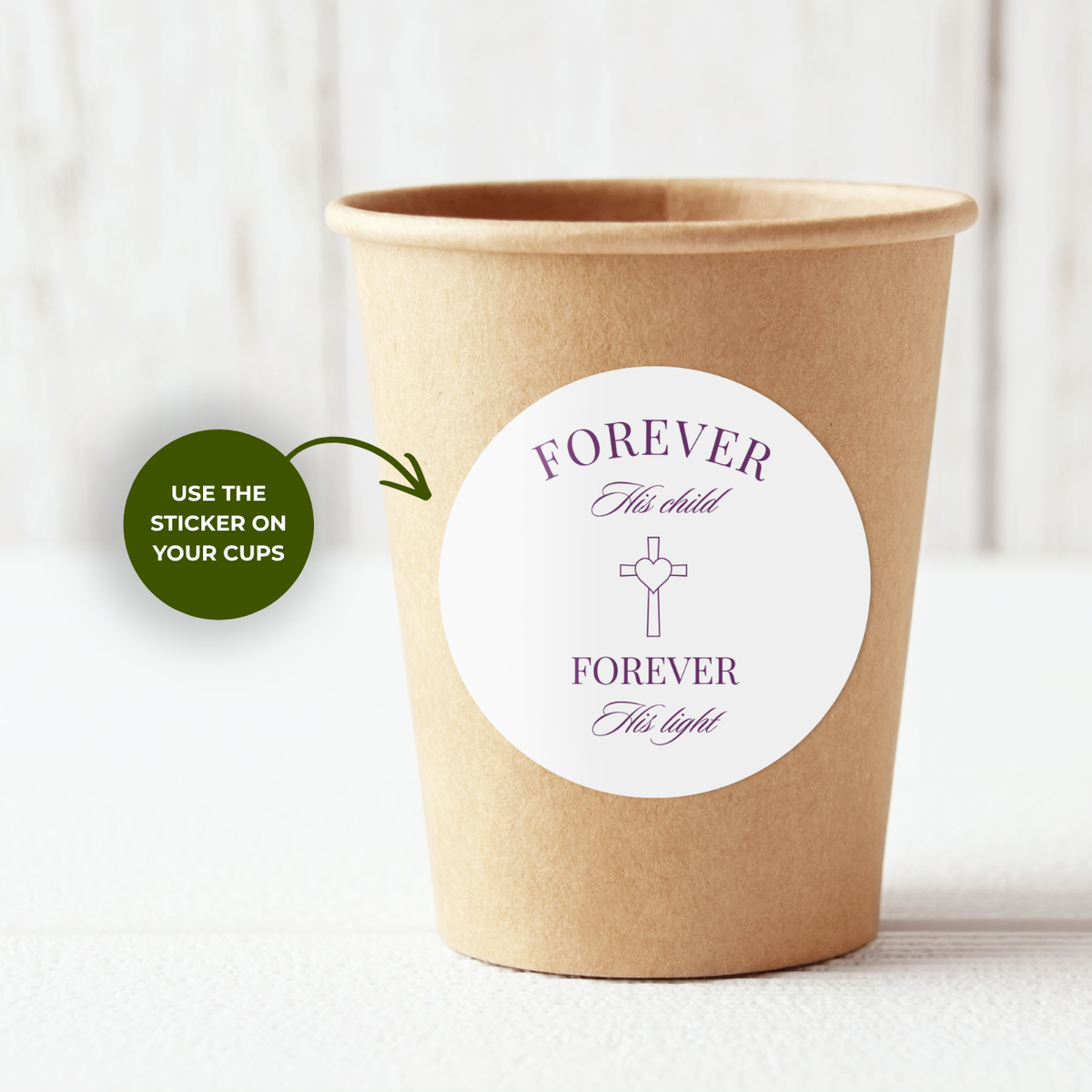 Round and square Forever His Child baptism favor labels