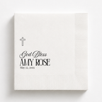 God Bless Classic baptism napkin personalized with a name and date
