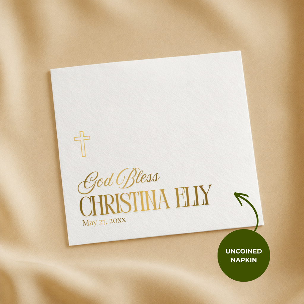 God Bless christening napkin with a name and baptism date