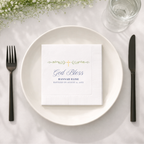 Custom baptism napkins with watercolor greenery