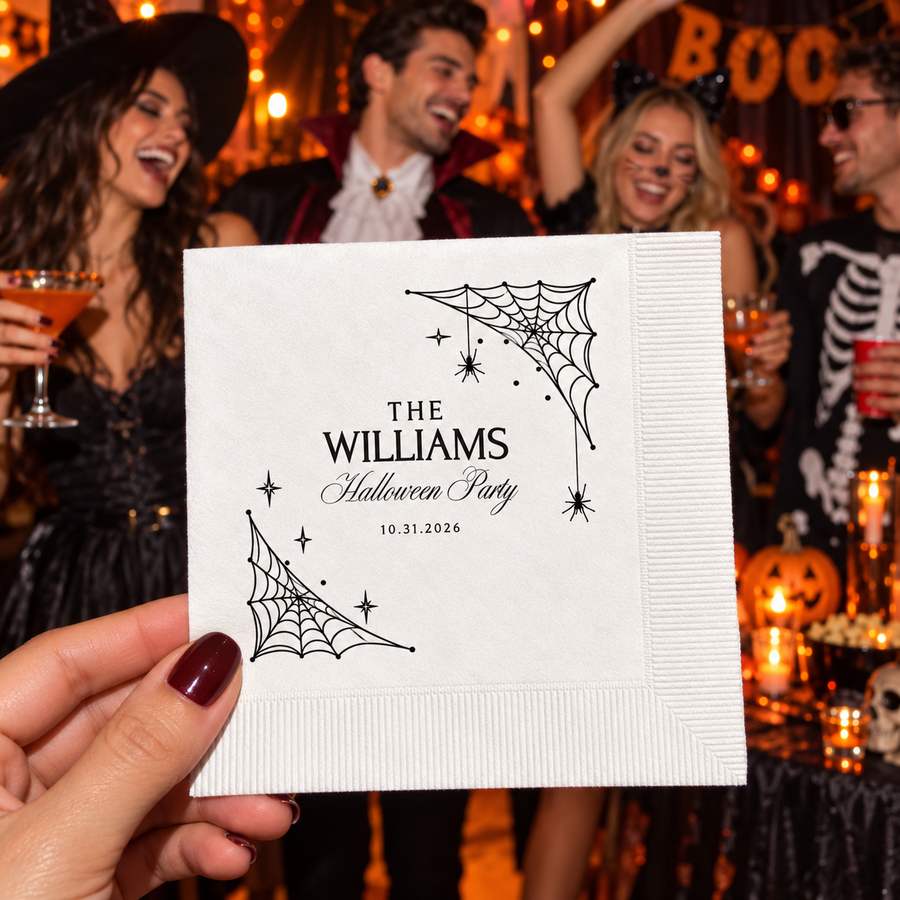 Custom Black Cat Pumpkin Halloween Napkins