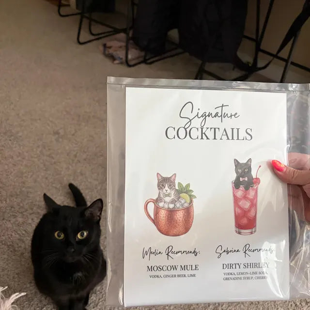 Signature Cocktails Pet Portrait | Custom Bar Sign | Acrylic Dome Shape
