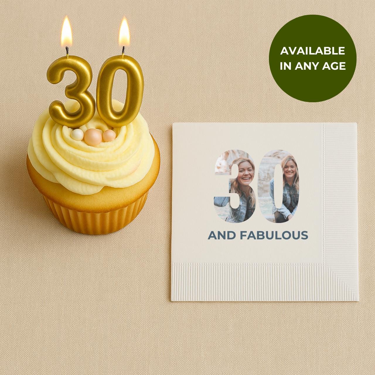 30 and Fabulous With Photo | 30th Birthday Napkins