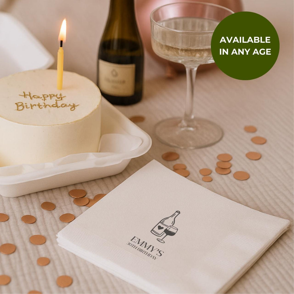 Your Name With Wine | Personalized 30th Birthday Napkins