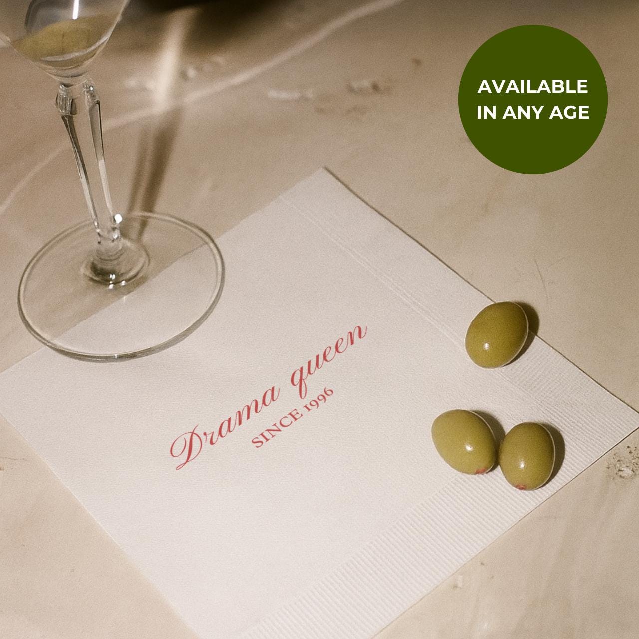 Drama Queen Since 1996 | Personalized 30th Birthday Napkins