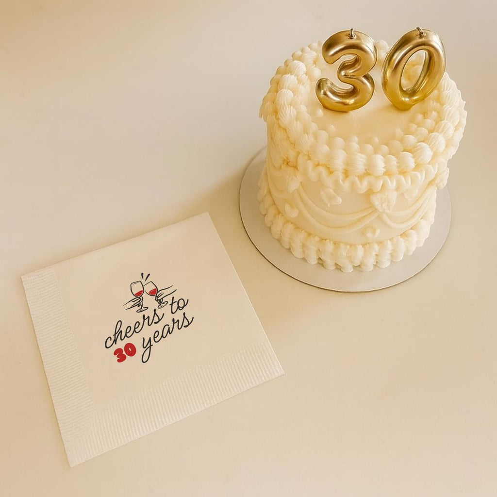 Cheers to 30 Years | Personalized 30th Birthday Napkins