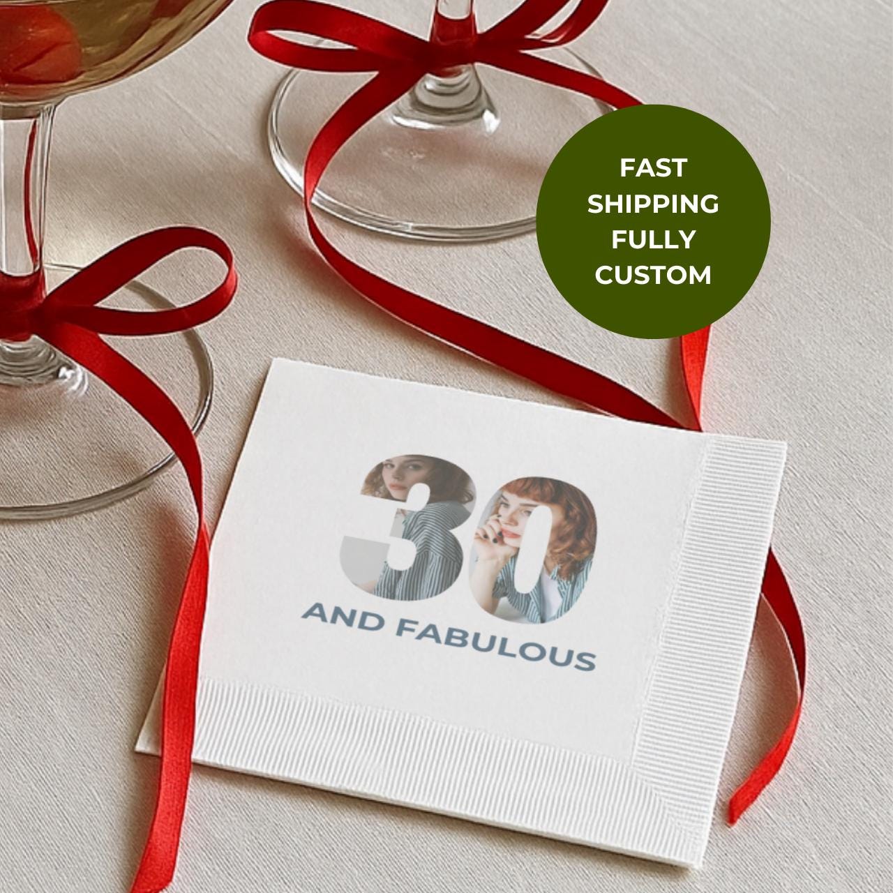 30 and Fabulous With Photo | 30th Birthday Napkins