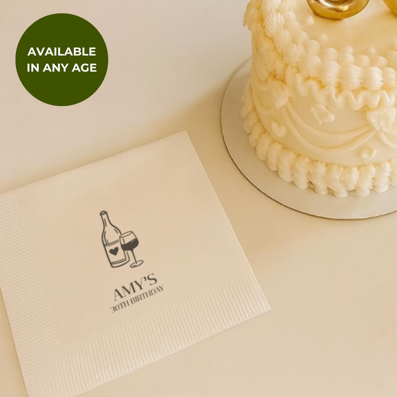 Your Name With Wine | Personalized 30th Birthday Napkins
