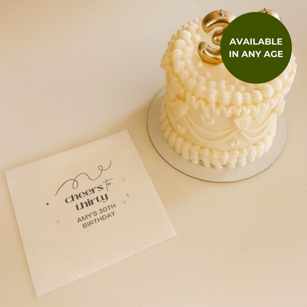Cheers to Thirty | Personalized 30th Birthday Napkins