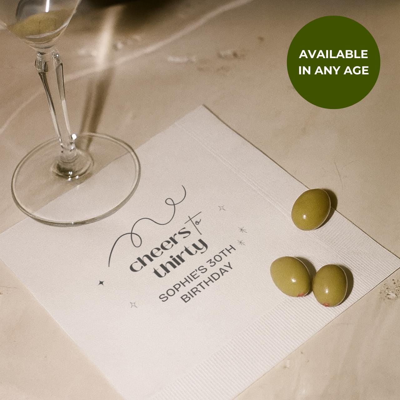 Cheers to Thirty | Personalized 30th Birthday Napkins