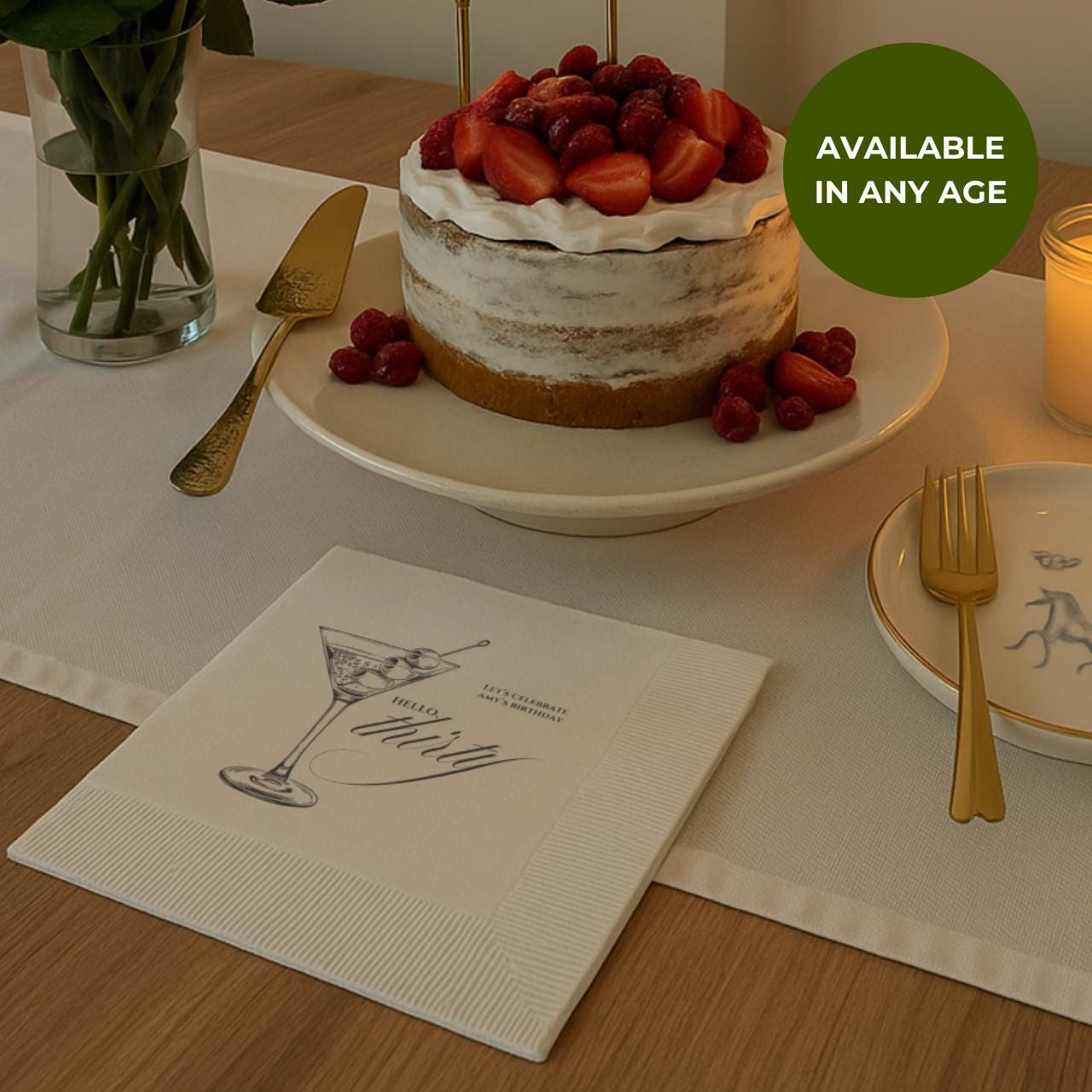 Hello Thirty | Personalized 30th Birthday Napkins