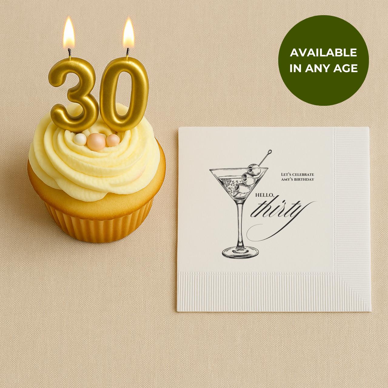 Hello Thirty | Personalized 30th Birthday Napkins