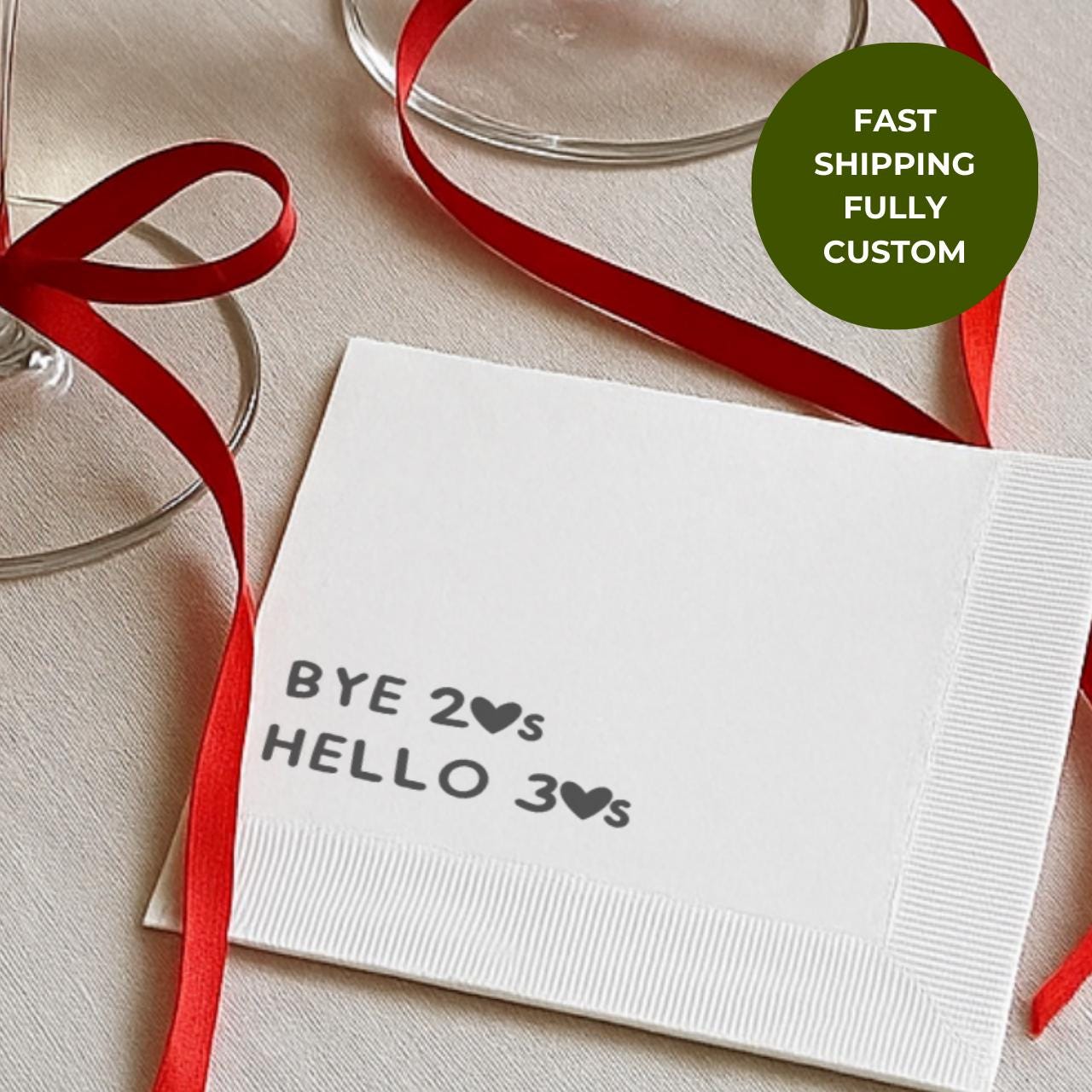Bye 20's Hello 30's | Personalized 30th Birthday Napkins