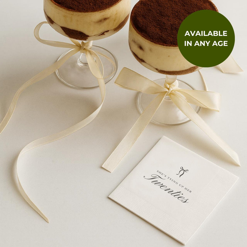 She's Tying Up Her Twenties | Personalized 30th Birthday Napkins