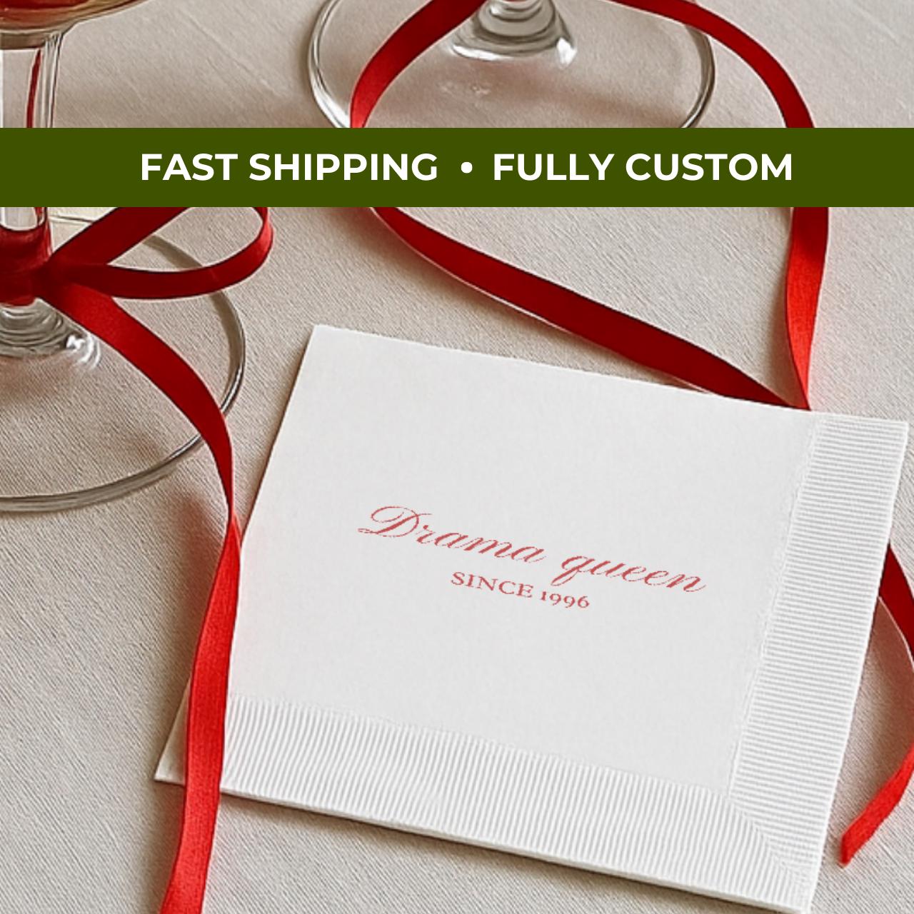 Drama Queen Since 1996 | Personalized 30th Birthday Napkins
