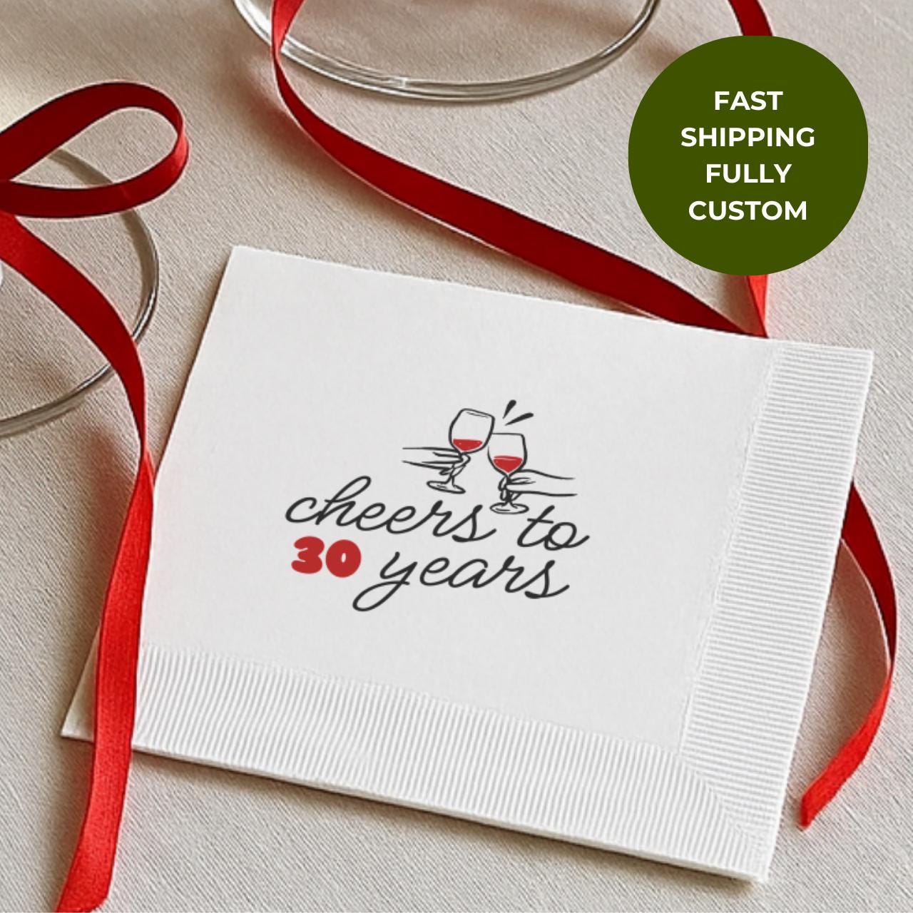 Cheers to 30 Years | Personalized 30th Birthday Napkins