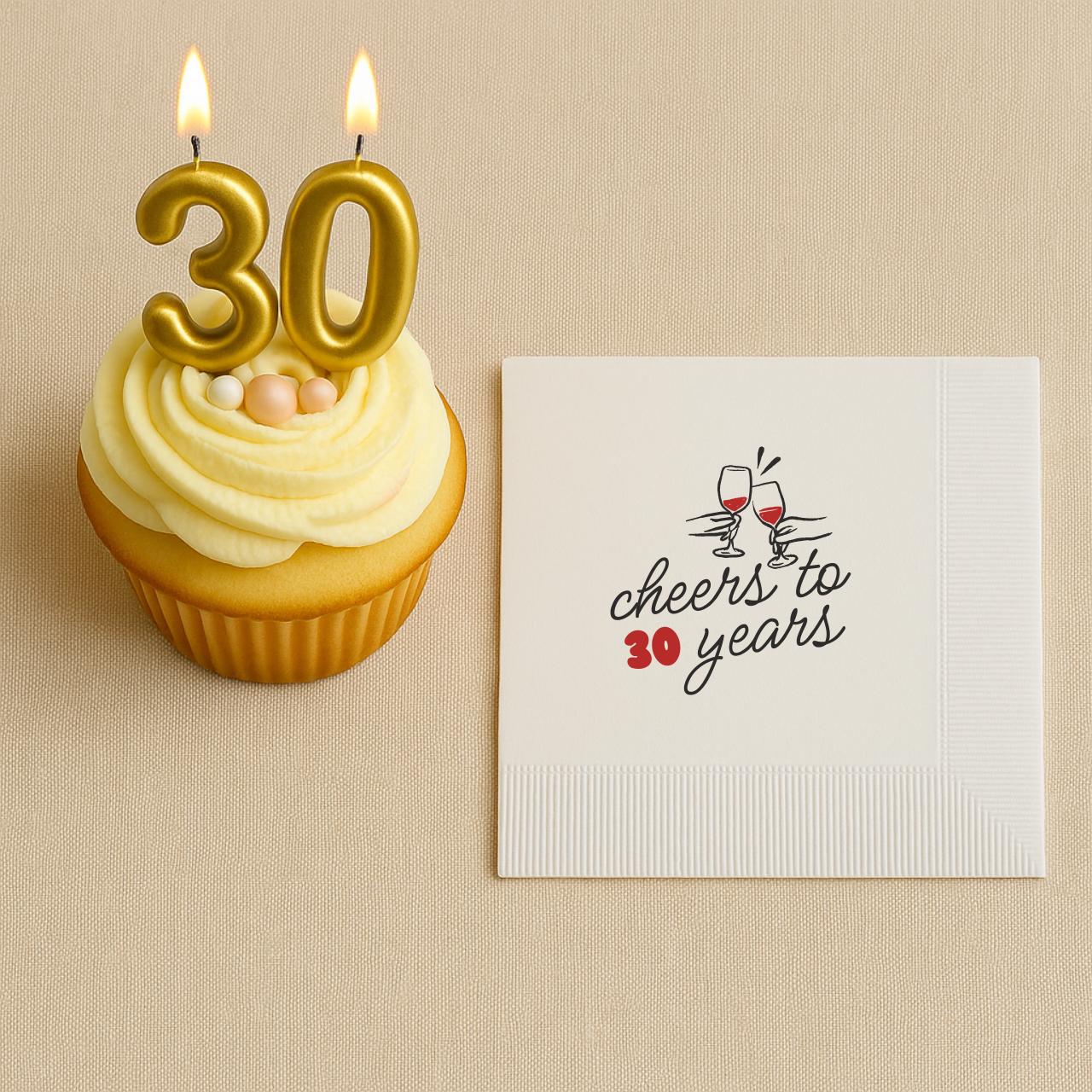 Cheers to 30 Years | Personalized 30th Birthday Napkins