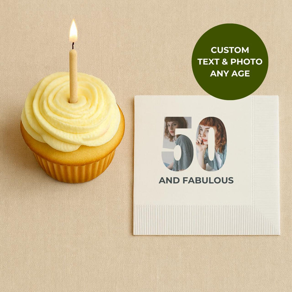 50 and Fabulous With Photo | 50th Birthday Napkins