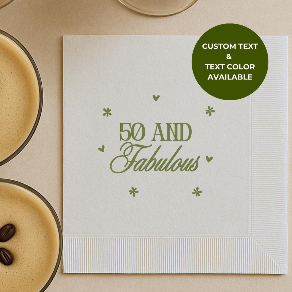 50 and Fabulous | Personalized 50th Birthday Napkins