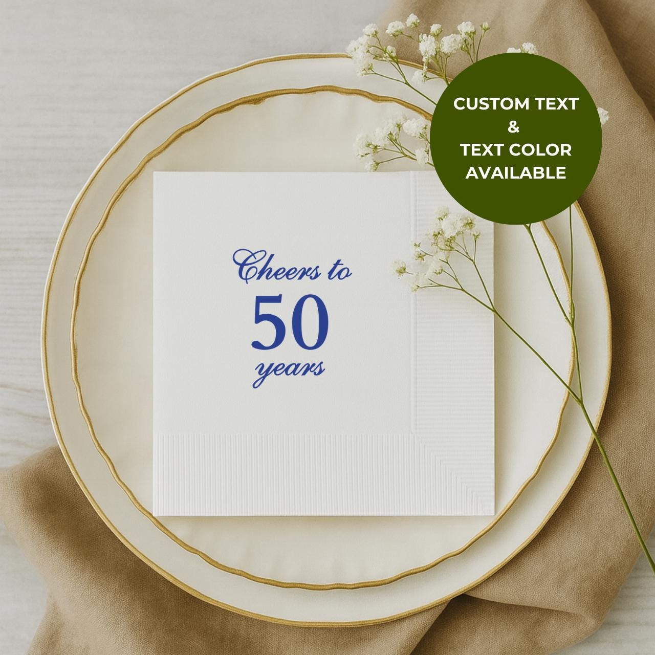 Cheers to 50 Years | Custom 50th Birthday Napkins