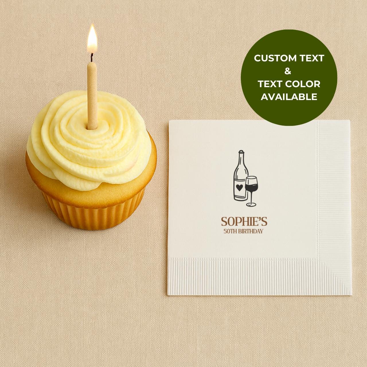 Your Name With Wine | Personalized 50th Birthday Napkins